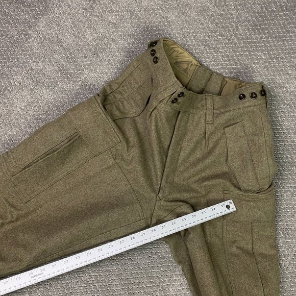 NWOT Vintage 1962 M&S German Military Pants Mens 28 x 30 Olive Cargo Wool Heavy - Picture 13 of 14